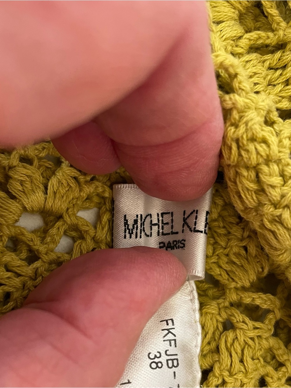 Vintage Michel Klein Paris Y2K Crochet Tie-Front Top - Yellow Size S-M - Picture 9 of 10